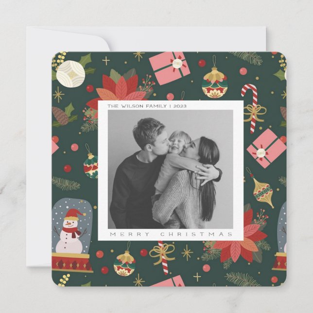 Cute Xmas Family Photo christmas holiday postcard (Front)