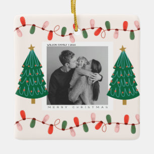 Cute Xmas Family Photo christmas holiday postcard Ceramic Ornament