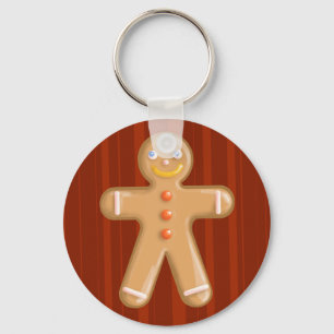 Cute xmas gingerbread man cookie key ring