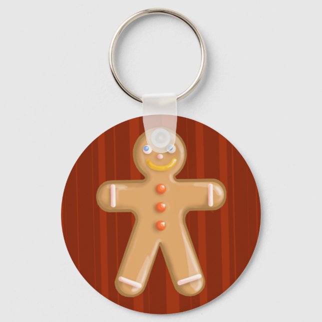 Cute xmas gingerbread man cookie key ring (Front)