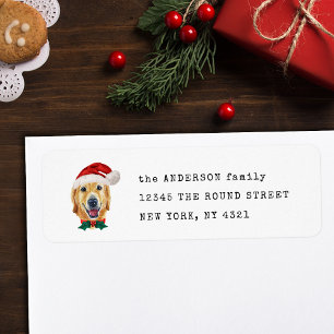 Cute Xmas Golden Retriever Dog Return Address Label