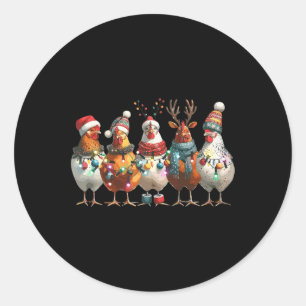 Cute Xmas Holiday Farm Animal Funny Chicken Christ Classic Round Sticker
