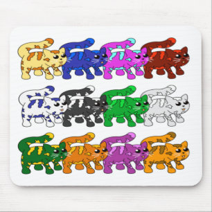Cute Xmas Kitten Cat Pattern Rows Mouse Pad