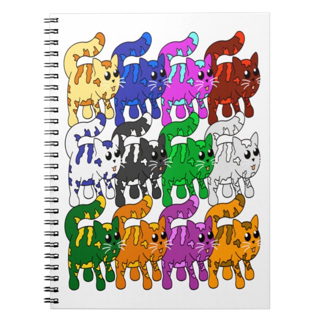 Cute Xmas Kitten Cat Pattern Rows Notebook (Front)