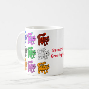 Cute Xmas Pattern Kitten Group Coffee Mug
