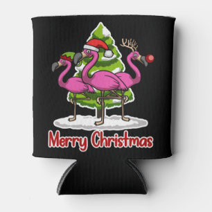 Cute Xmas Santa Flamingo Christmas Gift Can Cooler