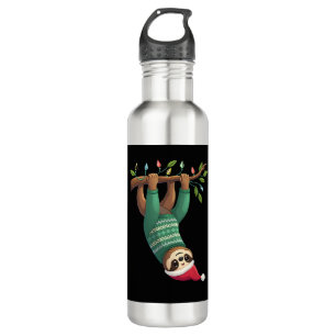 Cute Xmas Sloth Santa Hat Christmas Sloth - Tree L 710 Ml Water Bottle
