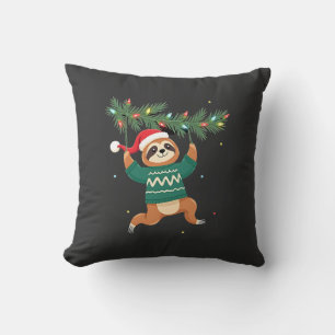 Cute Xmas Sloth Santa Hat Christmas Sloth - Tree L Cushion