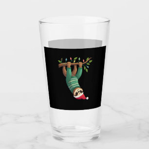 Cute Xmas Sloth Santa Hat Christmas Sloth - Tree L Glass