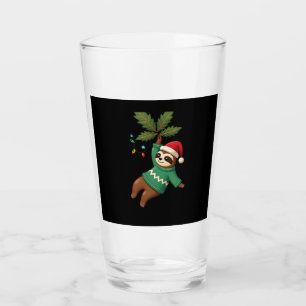 Cute Xmas Sloth Santa Hat Christmas Sloth - Tree L Glass
