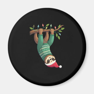 Cute Xmas Sloth Santa Hat Christmas Sloth - Tree L Magnet
