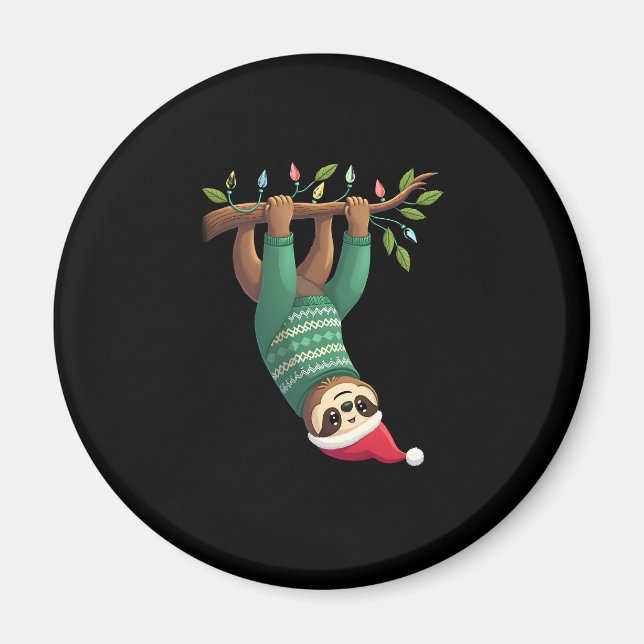 Cute Xmas Sloth Santa Hat Christmas Sloth - Tree L Magnet (Front)