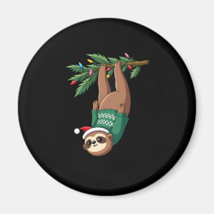 Cute Xmas Sloth Santa Hat Christmas Sloth - Tree L Magnet