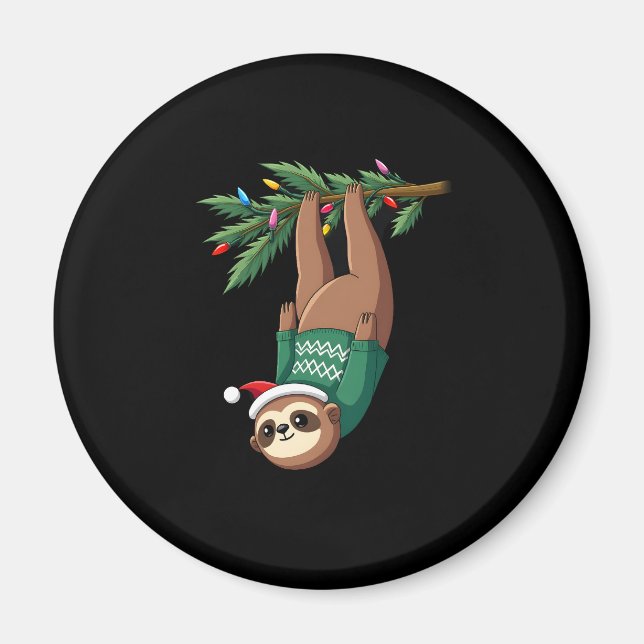 Cute Xmas Sloth Santa Hat Christmas Sloth - Tree L Magnet (Front)