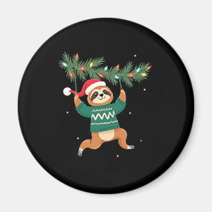 Cute Xmas Sloth Santa Hat Christmas Sloth - Tree L Magnet
