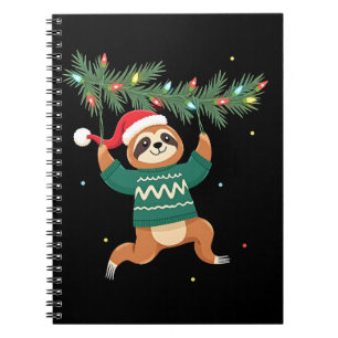 Cute Xmas Sloth Santa Hat Christmas Sloth - Tree L Notebook