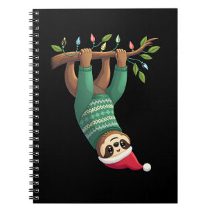 Cute Xmas Sloth Santa Hat Christmas Sloth - Tree L Notebook