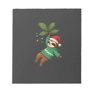 Cute Xmas Sloth Santa Hat Christmas Sloth - Tree L Notepad