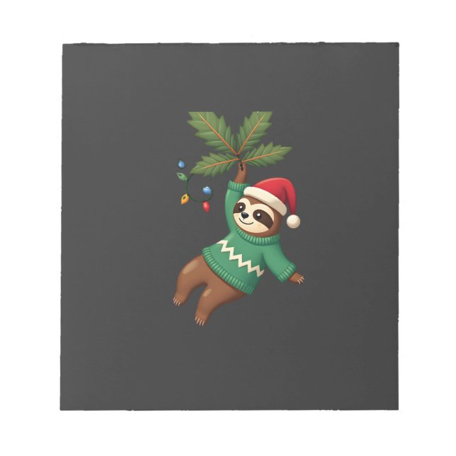 Cute Xmas Sloth Santa Hat Christmas Sloth - Tree L Notepad (Front)
