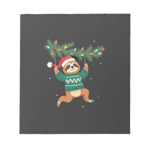 Cute Xmas Sloth Santa Hat Christmas Sloth - Tree L Notepad