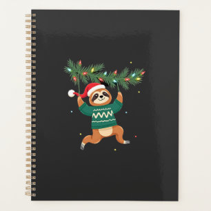 Cute Xmas Sloth Santa Hat Christmas Sloth - Tree L Planner