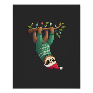 Cute Xmas Sloth Santa Hat Christmas Sloth - Tree L Poster