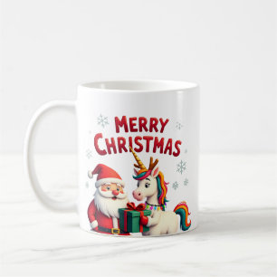Cute Xmas Unicorn Santa on Unicorn Christmas T-Shi Coffee Mug