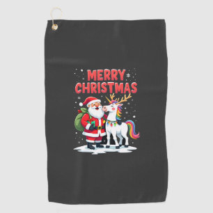 Cute Xmas Unicorn Santa on Unicorn Christmas T-Shi Golf Towel