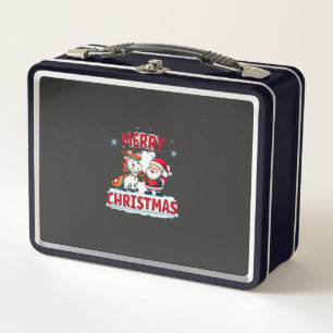 Cute Xmas Unicorn Santa on Unicorn Christmas T-Shi Metal Lunch Box