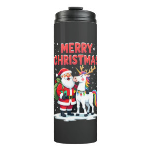 Cute Xmas Unicorn Santa on Unicorn Christmas T-Shi Thermal Tumbler