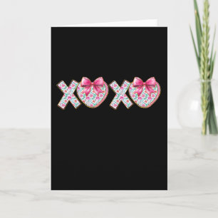 Cute Xoxo Pink Girly Valentine Coquette Bow Floral Card