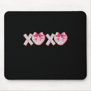 Cute Xoxo Pink Girly Valentine Coquette Bow Floral Mouse Pad