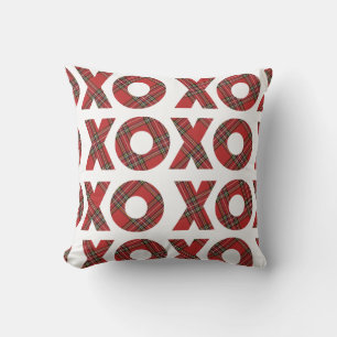 Cute XOXO Red Plaid Christmas Pattern Cushion