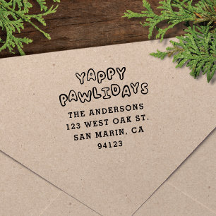 Cute Yappy Pawlidays Dog Pet Holiday Self-inking Stamp