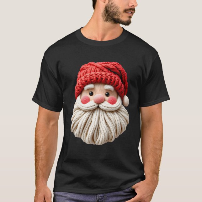 Cute Yarn Santa Christmas Face T-Shirt (Front)