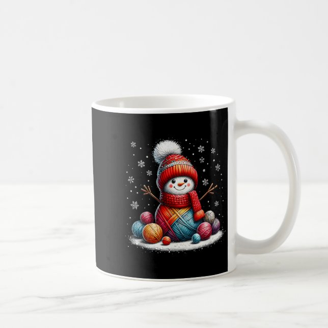 Cute Yarn Snowman Quilter Christmas Crochet Knitti Coffee Mug (Right)