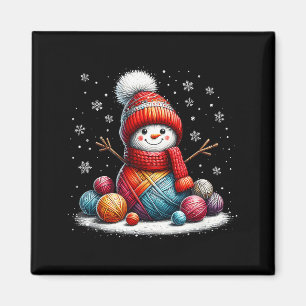 Cute Yarn Snowman Quilter Christmas Crochet Knitti Magnet