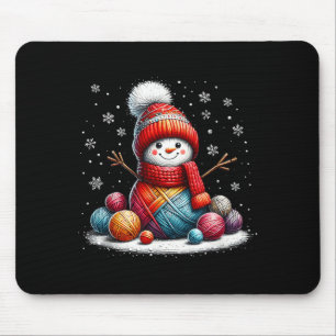 Cute Yarn Snowman Quilter Christmas Crochet Knitti Mouse Pad