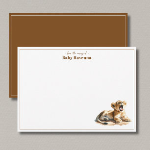 Cute Yawning Lion Safari Nursery Thank You  Card