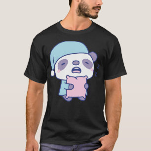Cute Yawning Panda Hugging Pillow T-Shirt