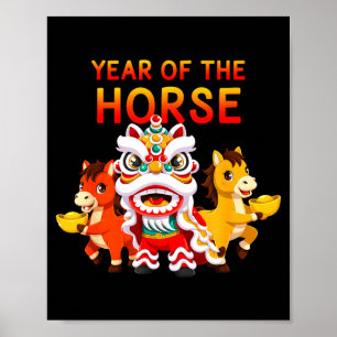 Cute Year of Horse Lunar New Year 2026 Kids Design Poster
