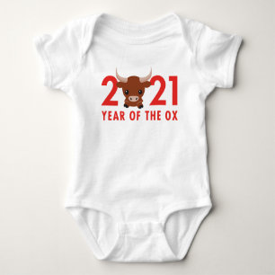 Cute Year of the Ox 2021 Chinese New Year Baby Bodysuit