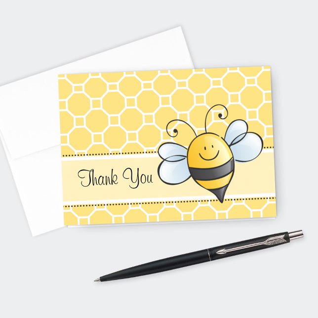 Cute Yellow and Black Bumblebee Thank You Card (Creator Uploaded)