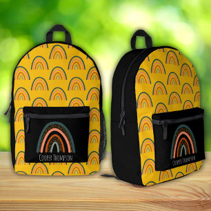 Cute Yellow and Black Rainbow Boys Printed Backpack