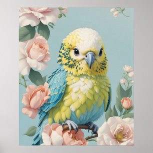 Cute Yellow And Blue Baby Budgie Parakeet Bird Poster