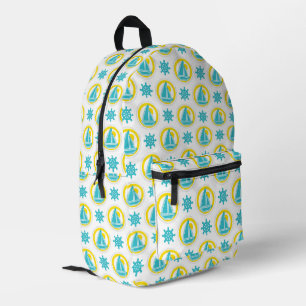 Cute Yellow and Blue Nautical Pattern Printed Backpack