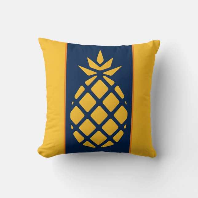 Cute Yellow And Blue Pineapple Monogram Cushion (Front)