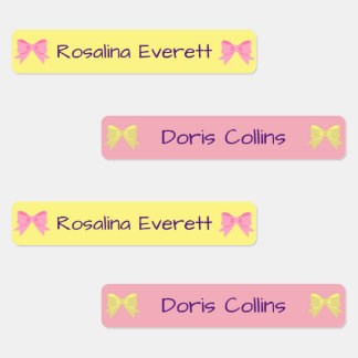Cute Yellow and Pink Bows Girls Names Kids