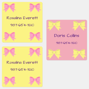 Cute Yellow and Pink Bows Girls Names Kids