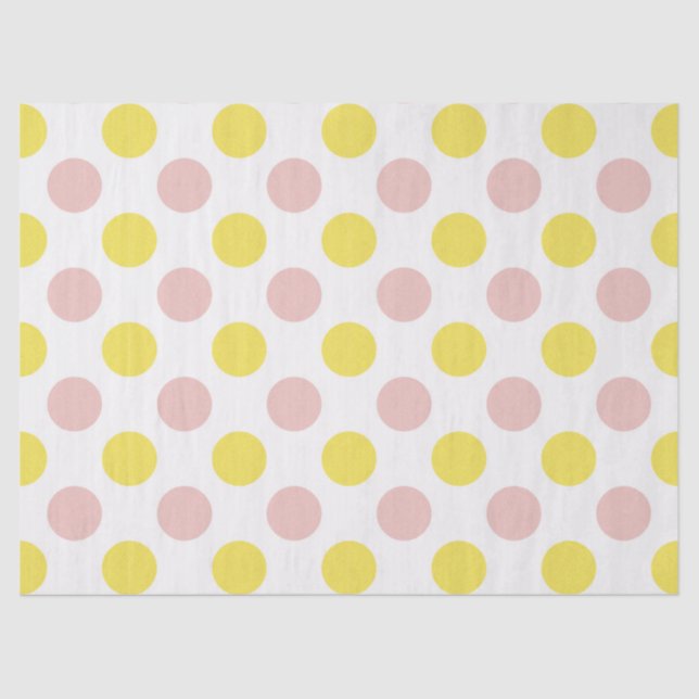 Cute Yellow and Pink Polka Dot  Tissue Paper (Front)
